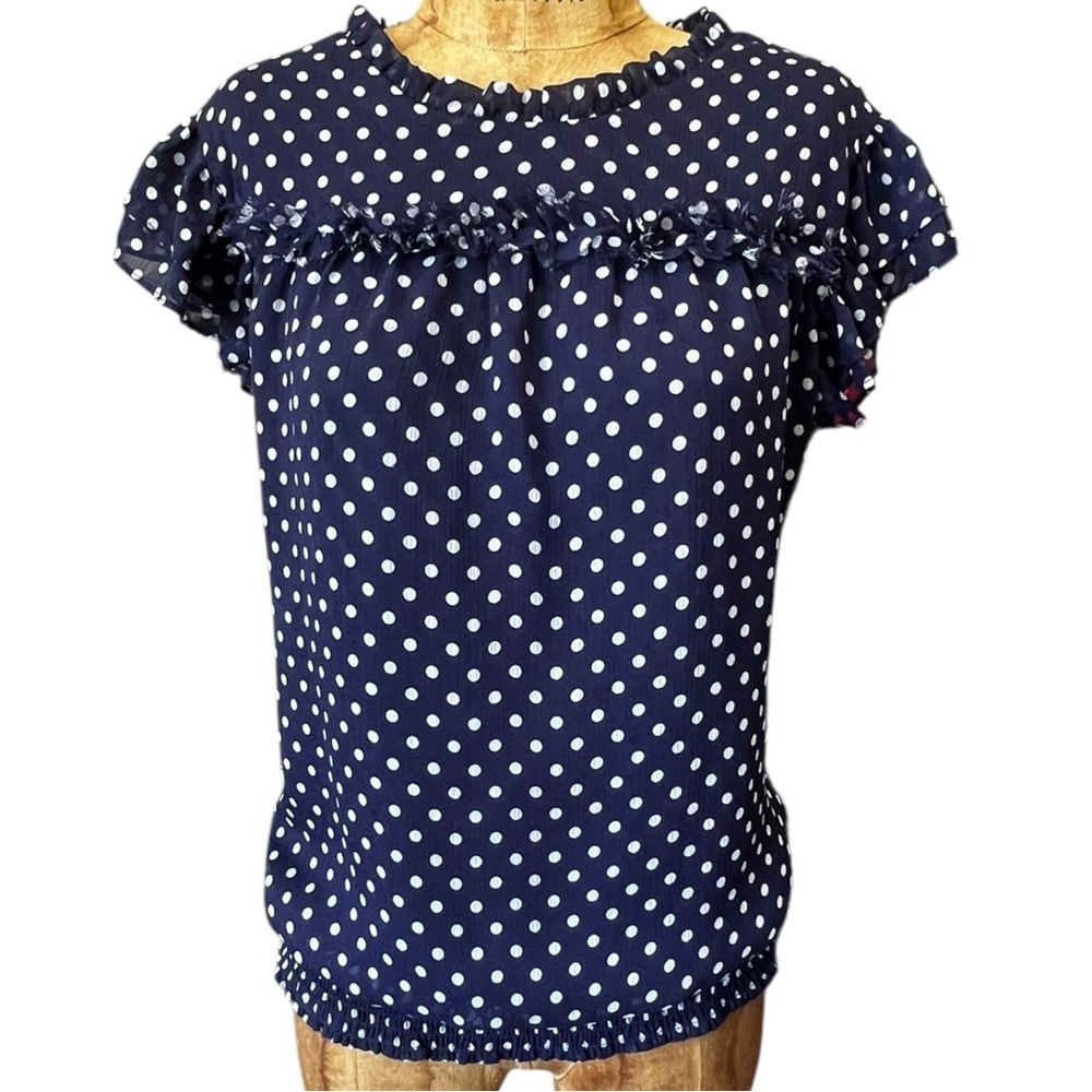 1. State Navy and White Polka Dot Blouse NWOT XL